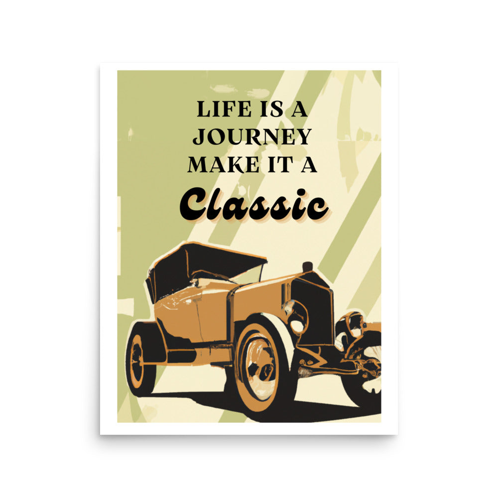 front of old car poster