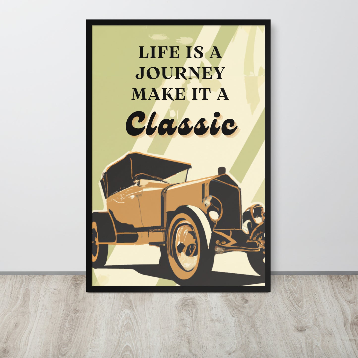 front of old car poster