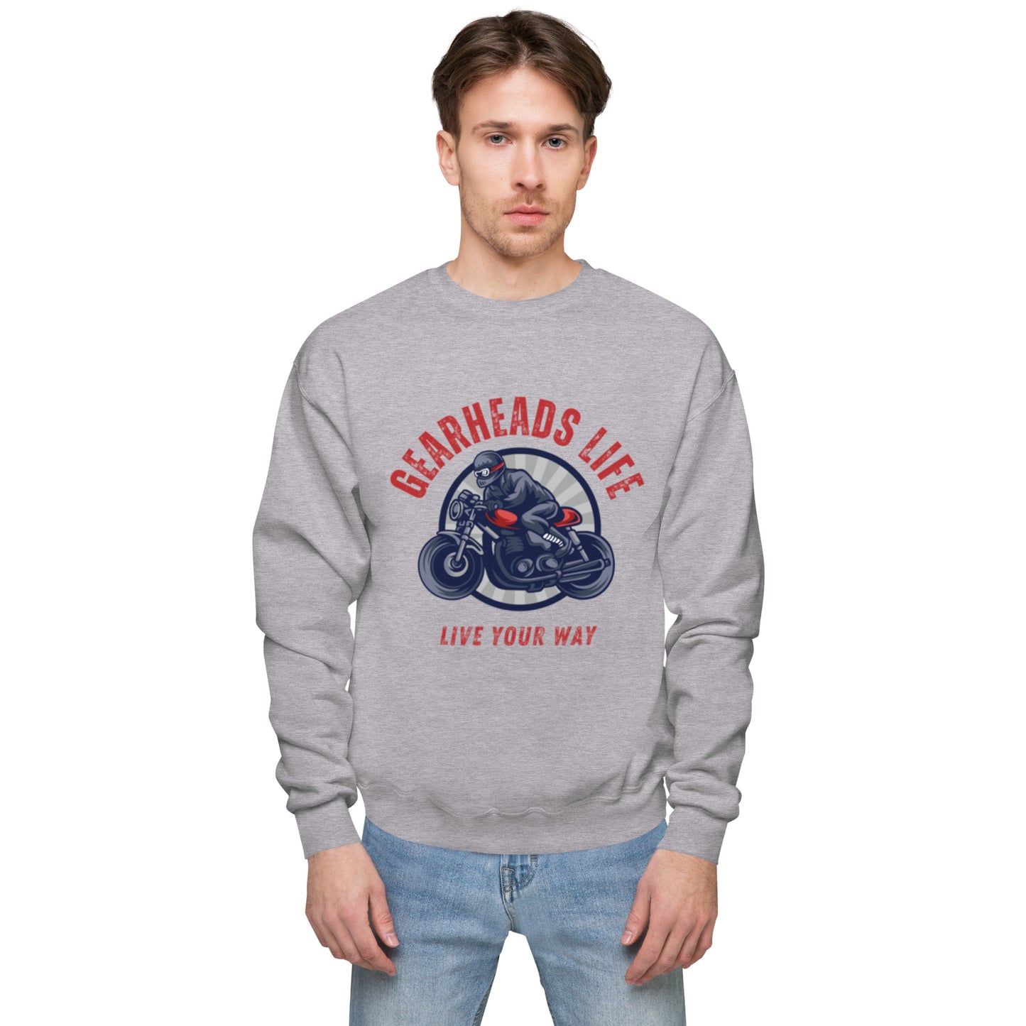 Unisex fleece sweatshirt | Gearheads Life Live Your Way (Grey)